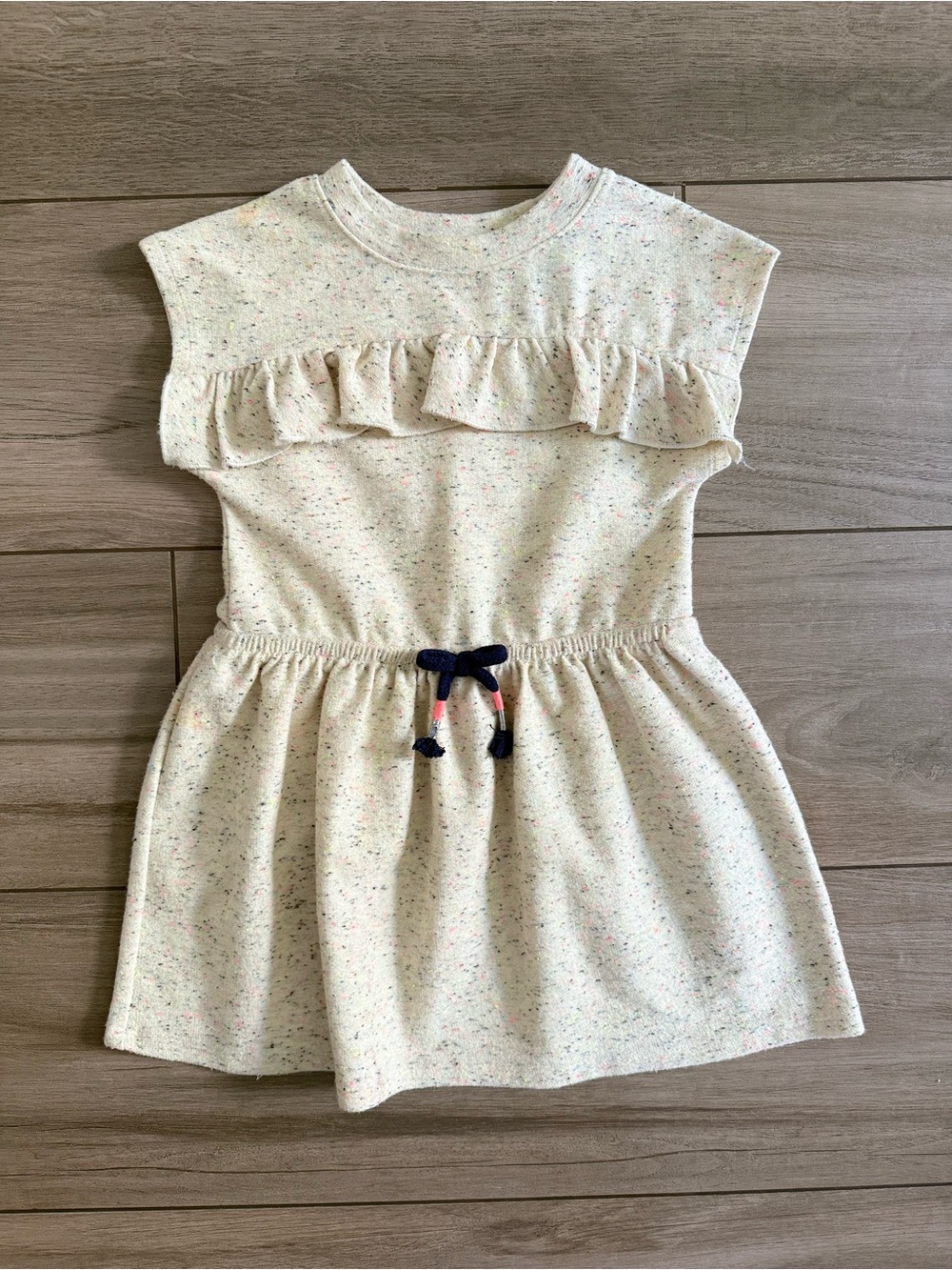 Girls' Cream Speckled Ruffle Waist Tie Dress cat & Jack summer dress